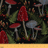 Castle Fairy Wild Mushroom Fabric by The Yard Farmhouse Style Trippy Mushrooms Rustic Plants for Upholstery and Home DIY Project