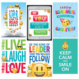 Creative Teaching Press CTP Wall Poster Emoji Fun Inspire U Posters, Inspirational Posters, Six Poster Pack 8093-CK