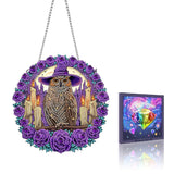 VAIIEYO Owl Diamond Art Hanging Ornament, Animal Rose Diamond Painting Suncatchers Window Hanging Kit with Chain, 7.5x7.5 inch C