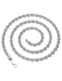 Waitsoul 925 Sterling Silver Lobster Clasp 5mm Necklace for Men/Women Rope Chain Silver Necklace Chain Diamond Cut 16-30 Inches (30)