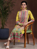 Libas Women'S Crepe Ethnic Motifs Straight Kurta (292590R Mustard Mustard L