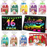 FEREDO KIDS Party Favors for Kids: 16 Pack Christmas Rainbow Scratch Art Notebook Classroom School Supplies Bulk for Girls Boys