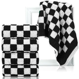 Frienda Checkered Hand Towels for Bathroom Kitchen Set of 4 Soft Retro Checkerboard Bath Towels Highly Absorbent for Bath Dorm T