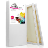 PHOENIX Long Stretched Canvas for Painting 10x20 Inch/6 Value Pack, 8 Oz Triple Primed 5/8 Inch Profile 100% Cotton White Blank