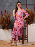 Anni Designer Women'S Cotton Blend Straight Printed Kurta With Palazzo (Chinki Purple-Nw_L_Purple_Large),Purple,L,,,