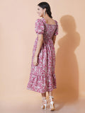 Kzully | Elegance: Smocked A-Line Midi Dress - Superior Comfort & Chic Style Dark Pink Dark Pink S