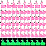 Jetec 80 Pcs Mini Resin Flamingo Ducks Charms, Glow in the Dark Flamingo Tiny Duck, Cute Hot Pink Figurines Ornament Pendant for