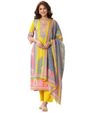 Libas Women'S Cotton Kurta Sets (99125O_Yellow_L)