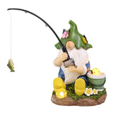 TERESA'S COLLECTIONS Resin Outdoor Statues with Solar Outdoor Lights for Garden Decor, Funny Garden Gnome Fishing Decorations fo
