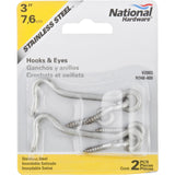 NATIONAL MFG/SPECTRUM BRANDS HHI N348-409 3-Inch Stainless Steel Hook/Eye