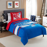 NORTHWEST Officially Licensed New York Rangers NHL Team Comforter Set - Microfiber Twin/Twin XL Comforter & Sham with Hockey Log