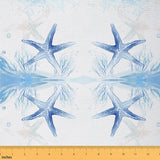 jejeloiu Starfish Fabric by The Yard Sea World Upholstery Fabric for Sewing Crafting Ocean Waterproof Indoor Outdoor Decor for H
