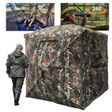 FUNHORUN Hunting Blind with Floor Mat, 360 Degree See Through Ground Blind with Carrying Bag, 3/4 Person Pop Up Camouflage Tent