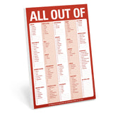 Knock Knock All Out of Pad Grocery List Note Pad, 6 x 9inches (Red)