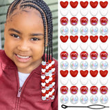 VENOFEN 60PCS Red Heart Hair Beads White Clear Round Beads Kids Girls Valentine's Day Loc Jewelry Dreadlock Bead Cute Acrylic Po
