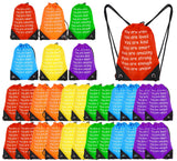 Whaline 36Pcs Inspirational Quote Drawstring Backpack Reusable Treat Bags Rainbow Graduation Candy Goodie Bags for Congrats Grad
