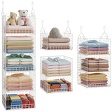 Yuyetuyo 5 Tier Hanging Closet Organizer Separable Hanging Closet Shelves with 4 Hooks 2 Adjustable Dividers, Wire Storage Baske