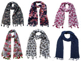 Fusfus WomenS Printed Scarf And Stoles, (Multicolor, Fs077) Pack Of 6