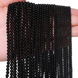 Songxi 90pcs 4mm Black Onyx Natural Round Stone Beads for Jewelry Making, Smooth Loose Small Gemstone Beads for Bracelets Neckla
