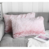 Uhomy 2 Packs Fluffy Accent Pillows Cover 20x12, Soft Pink Ombre Faux Fur Throw Pillow Case, Modern Luxury Decorative Square Cushion Cover for Farmhouse Home Decor for Sofa/Bed/Chair, 50x30cm