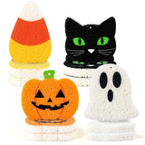 Whaline 8Pcs Halloween Kitchen Sponges Water Absorbing Wood Pulp Sponges Cute Ghost Pumpkin Candy Corn Black Cat Dish Washing Sp