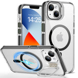 USLAI Case for iPhone 13, Built-in Camera Ring Kickstand, Compatible with MagSafe, Anti-Yellowing Clear Hard Back, Shockproof Mi