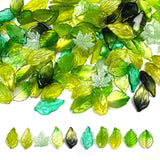 100 Pcs Leaf Beads for Jewelry Making, Green Leaf Crystal Tree Leaves Beads for DIY Crafts Earring Bracelet Necklaces Wind Chime