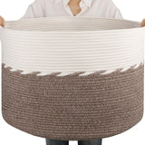 OIAHOMY 105L Blanket Basket for Living Room, Large Basket 23.6 x 23.6 x 14.6 with Handle, Laundry Hamper for Blankets, Pillows,