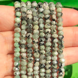 2 String 220PCS 3x5mm Natural Green Color Speckled Beads for Jewelry Making, Songxi Facted Loose Gemstone Beads for DIY Bracelet