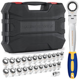 haisstronica 24 in 1 Interchangeable Heads Ratchet Wrench Set with 3/8 in Adapter, Metric & SAE 8-19mm and 1/4-3/4 inch Flex Hea