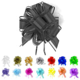 Allgala 12-PC 4 Inch Medium 3CM Organza Ribbon Pull Flower Bow for Gift Wrapping Baskets Wedding D cor - Black-GP90602