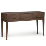 SIMPLIHOME Harper Console Table - 54 Inch Wide Solid Hardwood Sofa Table in Walnut Brown, Mid-Century Modern Storage Table for E