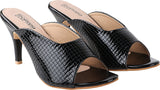 Shoetopia Women'S & Girl'S Black Peep Toe Textured Slim Heels,Black,5,B09NC328TG