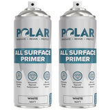 Polar All Surface Primer Matte White - 2 x 13.5 Fl Oz - Ideal for Wood, Metal, Plastic, Brick - Enhanced Adhesion & Quick Drying