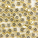 Yiizzxin 200Pcs Round Ancient Gold Letter R Beads,4x7mm Flat Letter-R Bead for Bracelets,Alphabet Beads for Jewelry Making DIY N