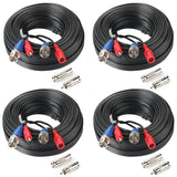 SHD 4Pack 50Feet BNC Video Power Cable - Camera & CCTV Security System with BNC Female & RCA Connectors