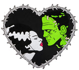 Universal Monsters Frankenstein & Bride Heart Embroidered Iron On Back Patch
