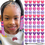 VENOFEN 60PCS Heart Hair Beads Purple Hot Pink Loc Bead Valentine's Day Accessories Lovely AB Round Beads for Dreadlock Cute Acr