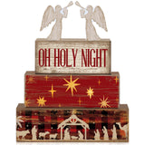 Moucuny 4 Pcs Wooden Christmas Nativity Tiered Tray Decor Rustic Wood Angel Block Sign Gift Kitchen Centerpiece Nativity Scene T