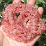 400pcs Natural Chip Stone Beads for Jewelry Making Strawberry Quartz 5-8mm Irregular Gemstones Healing Crystal Loose Rocks Bead