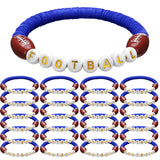 Trnayi 24 Pcs Football Bracelets Stackable Clay Beaded Bracelets Football Party Favors Beaded Ball Adjustable Clay Bracelet Jewe