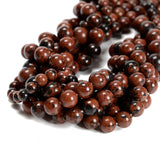 59Pcs Mahogany Obsidian 6mm Beads Natural Stone Round Gemstone Genuine Real Stone for DIY Bracelet Jewelry String Making