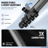 Neewer Litetrip Lt38 61 Travel Tripod Carbon Fiber For Camera, 360 Pan Tilt Low Profile Ball Head, Flexible Center Axis, Arca