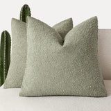 Foindtower Decorative Textured Boucle Throw Pillow Covers 16x16 Dusty Green