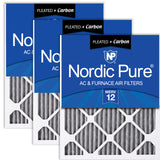 Nordic Pure 18x25x1 (17 1/2 x 24 1/2 x 3/4) Furnace Air Filters MERV 12 Pleated Plus Carbon 3 Pack