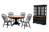 Sunset Trading Black Cherry Selections 7 Piece 48 Round To 66 Oval Extendable Dining Set | Butterfly Leaf Pedestal Table | C
