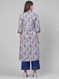 Anni Designer Women'S Pure Cotton Straight Printed (Brian Grey_L-Grey_Large),Grey,L,Cotton,Empire,kurta