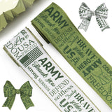 Veterans Day Army Green Wired Ribbon for Wreath Bows - Patriotic USA Flag Burlap Decorative Ribbon - 2 Rolls 10 Yards for Memori
