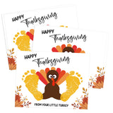 Woukaup 10 Pack First Thanksgiving Footprint Art Craft DIY Kit, Happy Thanksgiving Little Turkey Handprint Keepsake Cards, Fall