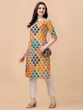Wedani Women Crepe Printed Kurti (Krt497-Krt502) (X-Large Yellow),Yellow,XL,Crepe,Straight,Kurti, kurta